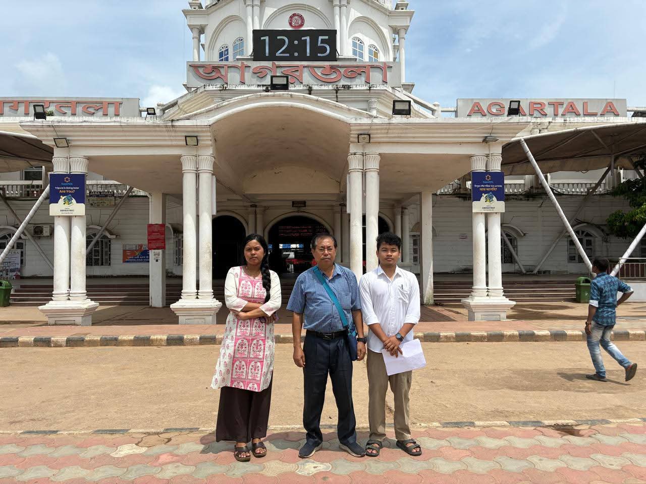 Delegates gathered in front of the palace gate in Agartala.